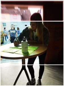 Eintreten, Registrieren, Desinfizieren... und alles schön mit Abstand